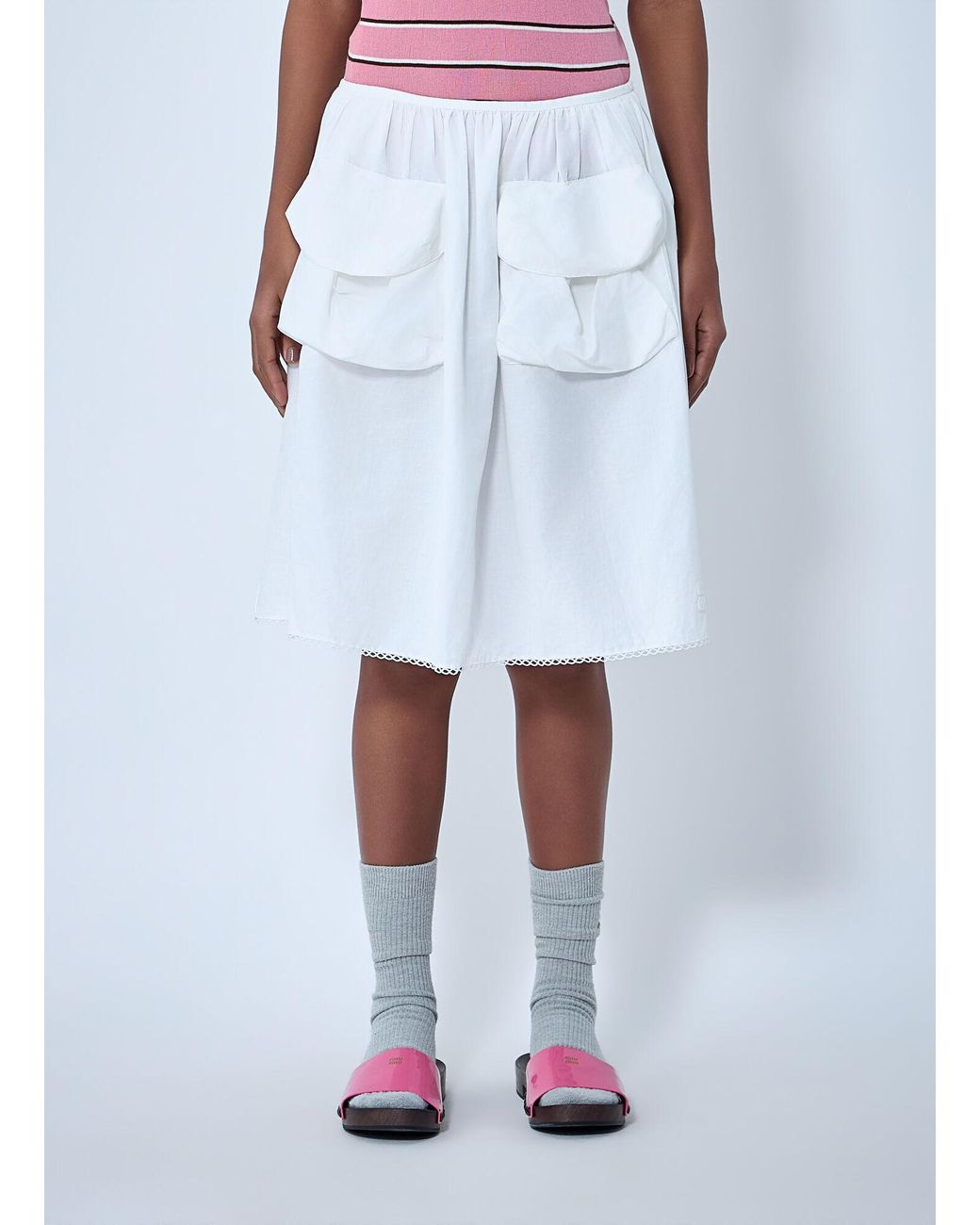 Miu Miu White Gathered Skirt