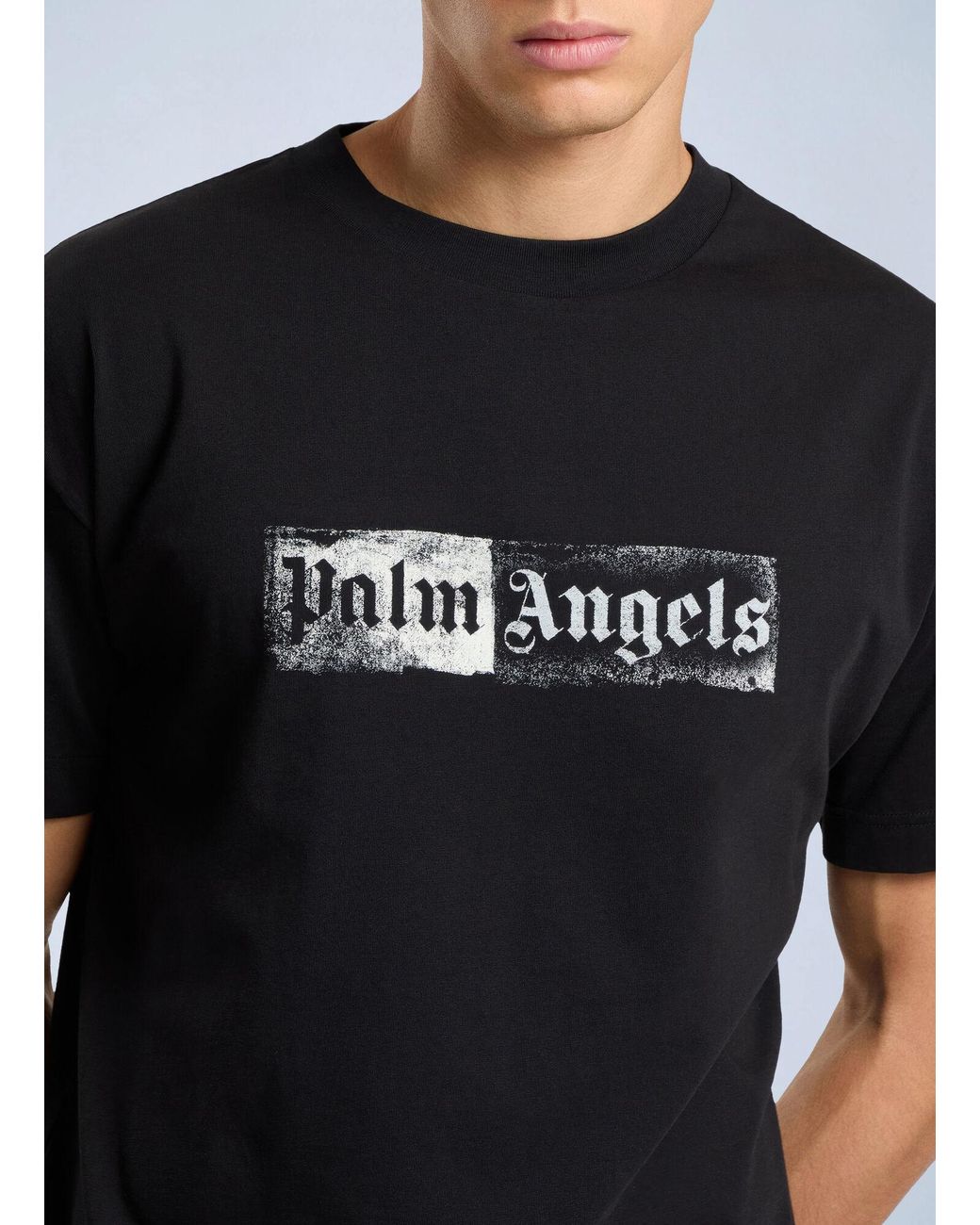 Palm Angels Black Stamp Logo Regular T-Shirt for men