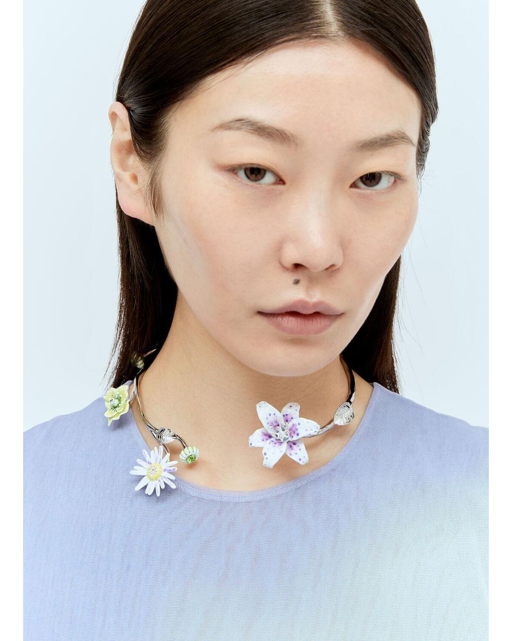 アクセサリー Acne Studios ATALFLOWER NECKLACE acne-Silver-Flower-Choker.jpeg