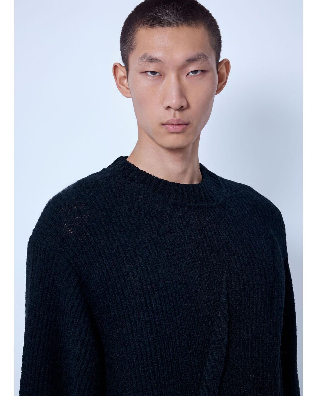 Yohji Yamamoto Blue Half Cardigan+Tuck Tuck Round Neck Po for men