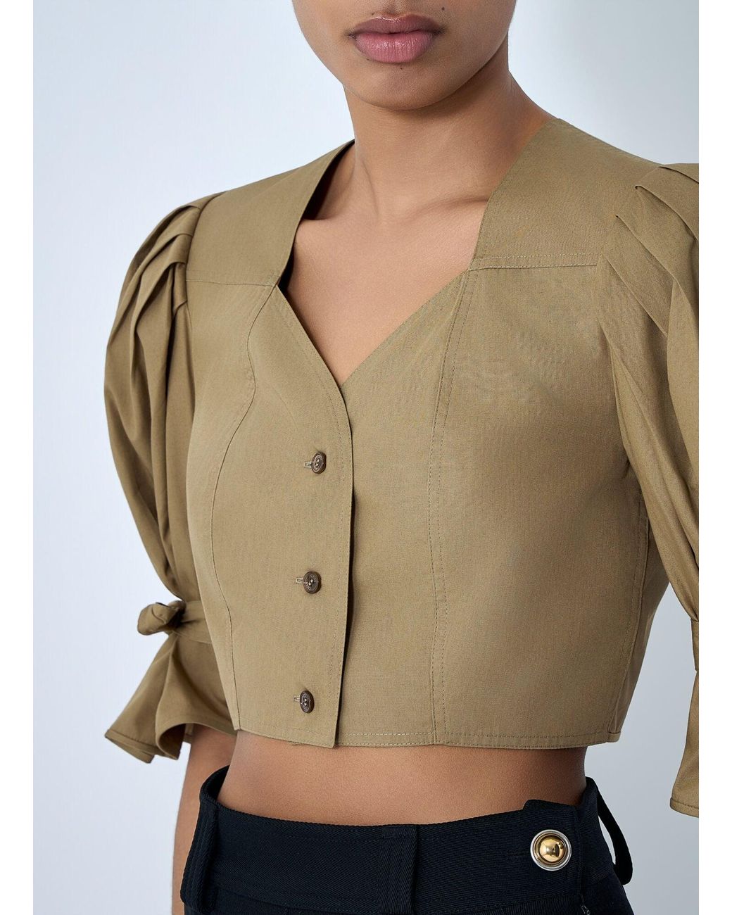 Chloé Blue Chloé Structured Cropped Blouse