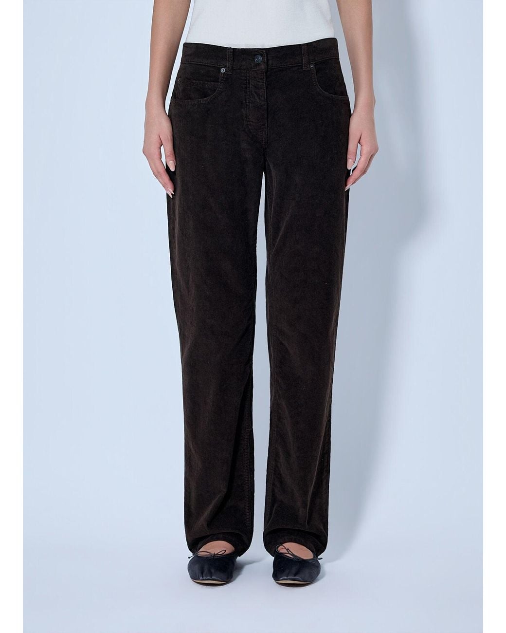 The Row Black Frava Cotton-corduroy Mid-rise Straight-leg Pants