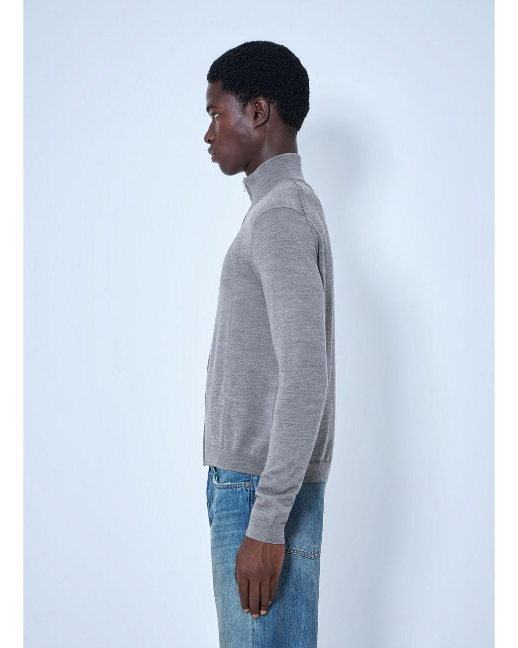Acne Blue Zip-Up Bow Logo Cardigan for men