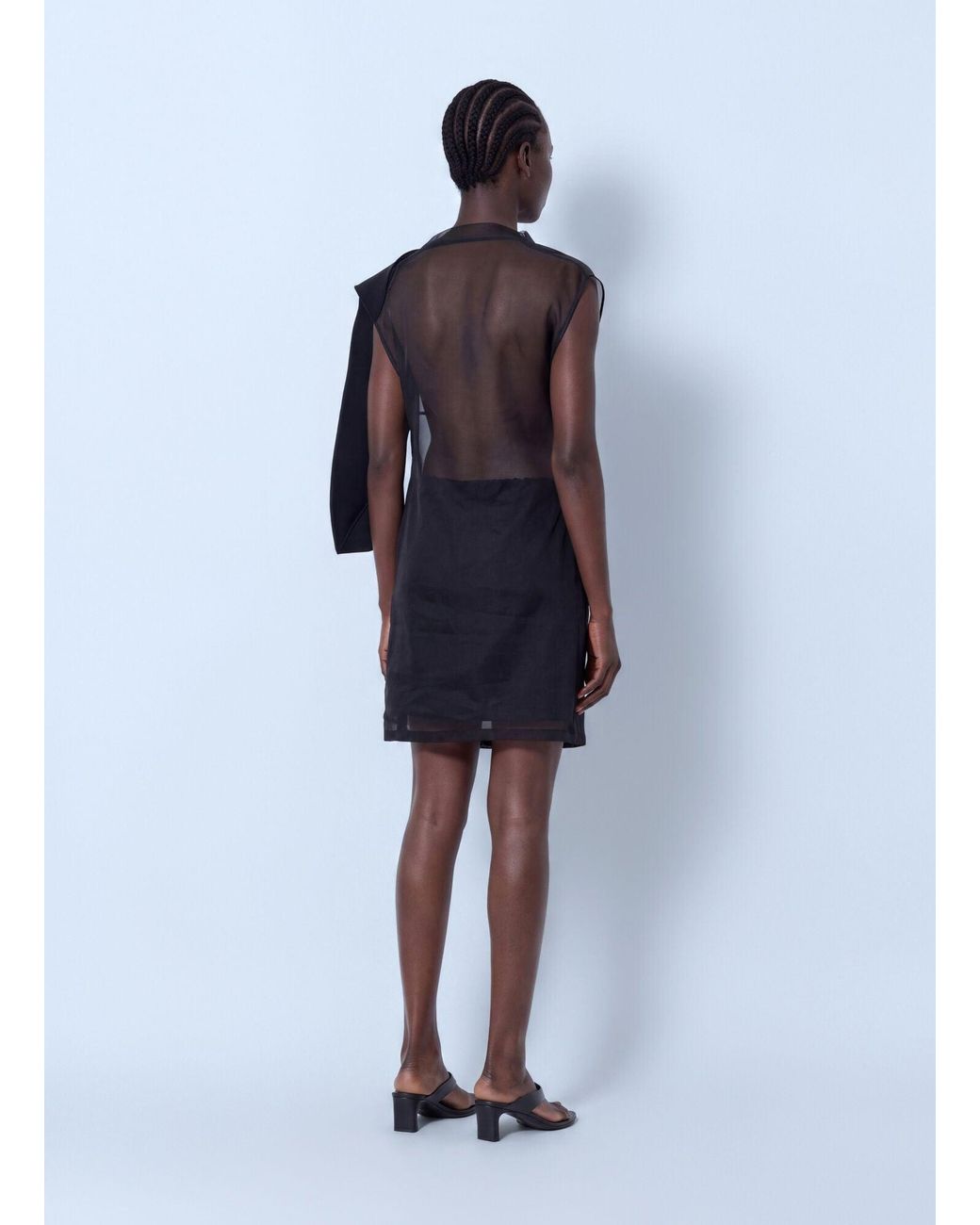 Sportmax Blue Sheer Overlay Dress