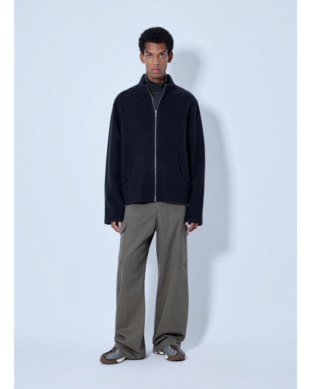 Rier Blue Fleece Full Zip Sweatshirt for men