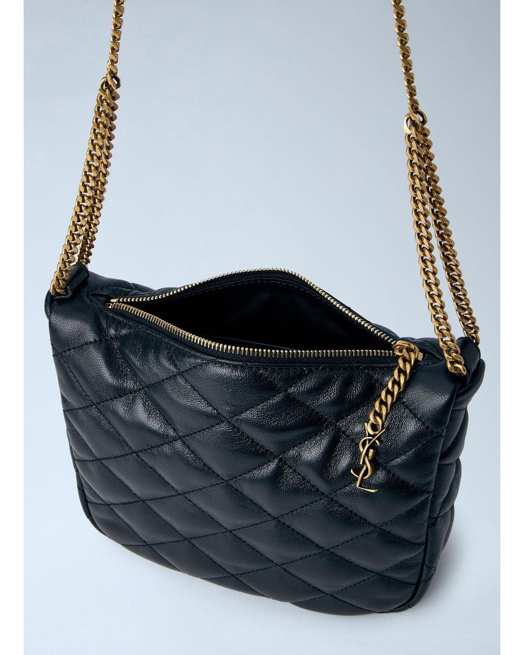 Saint Laurent Blue Quilted Leather Chain Bag