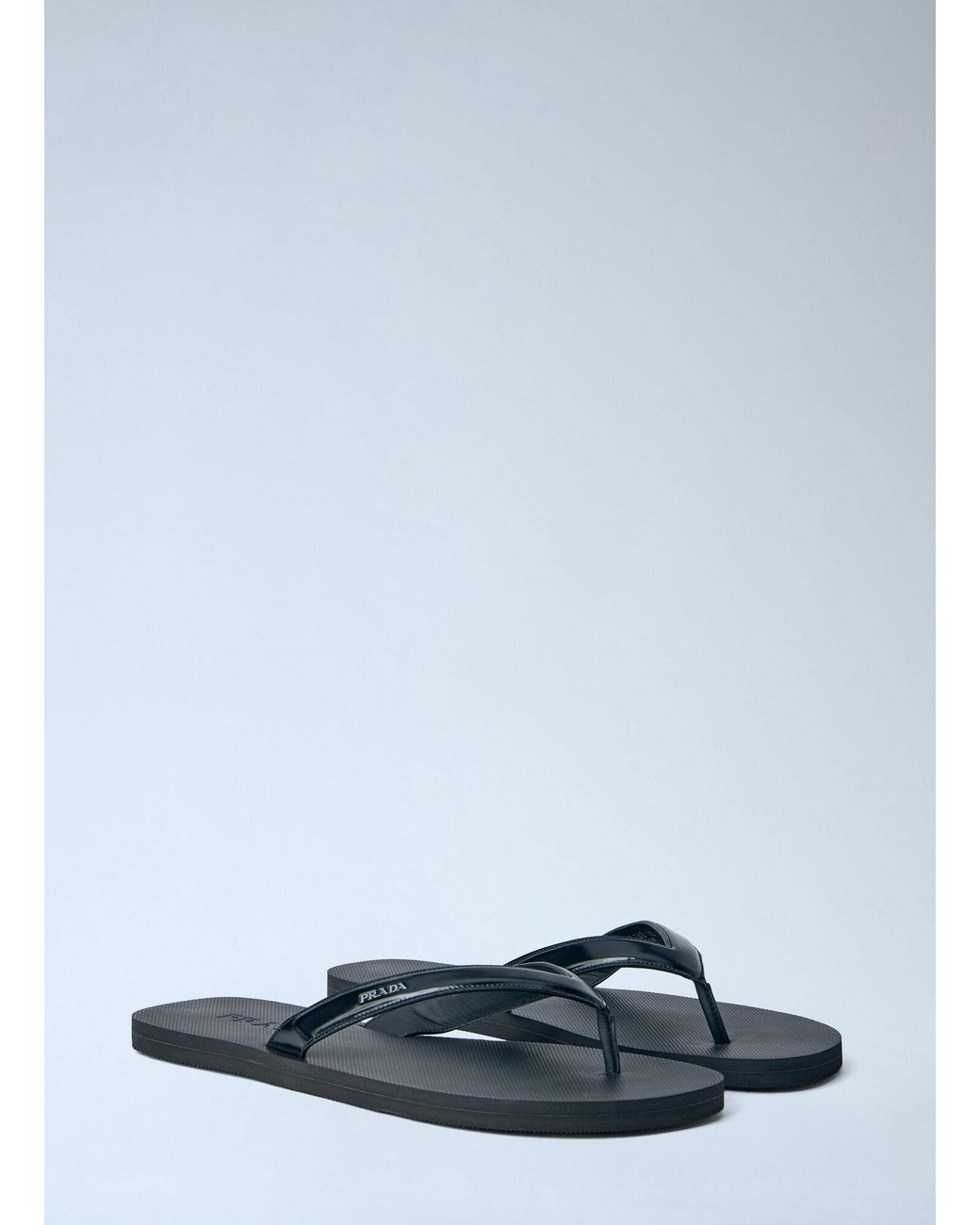 Prada Blue Logo-Embossed Leather Flip-Flop Sandals for men