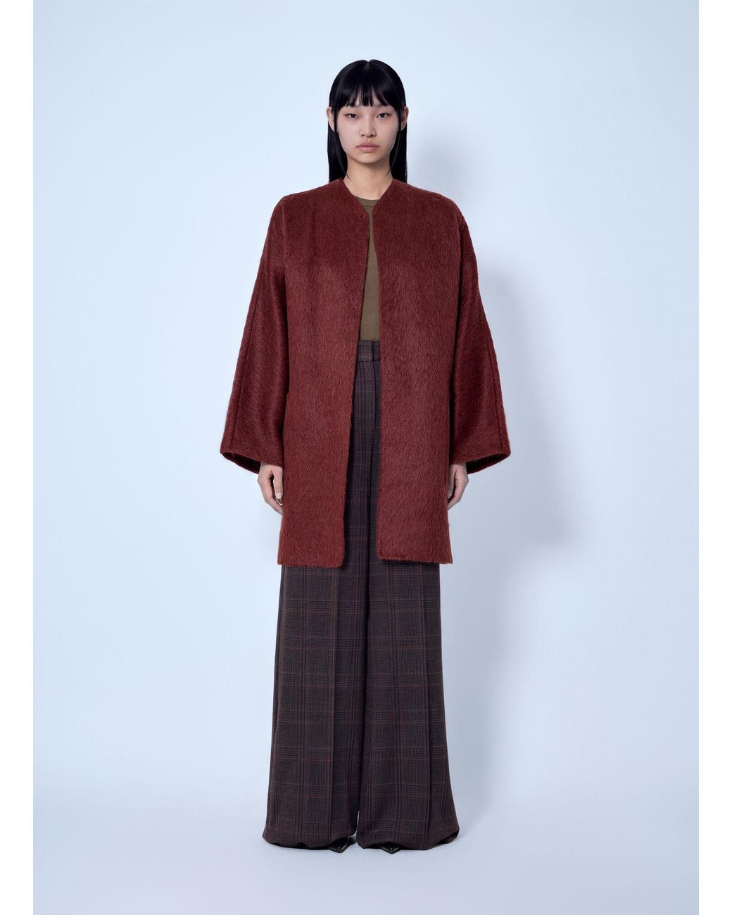 Max Mara Red Short Alpaca And Wool Coat