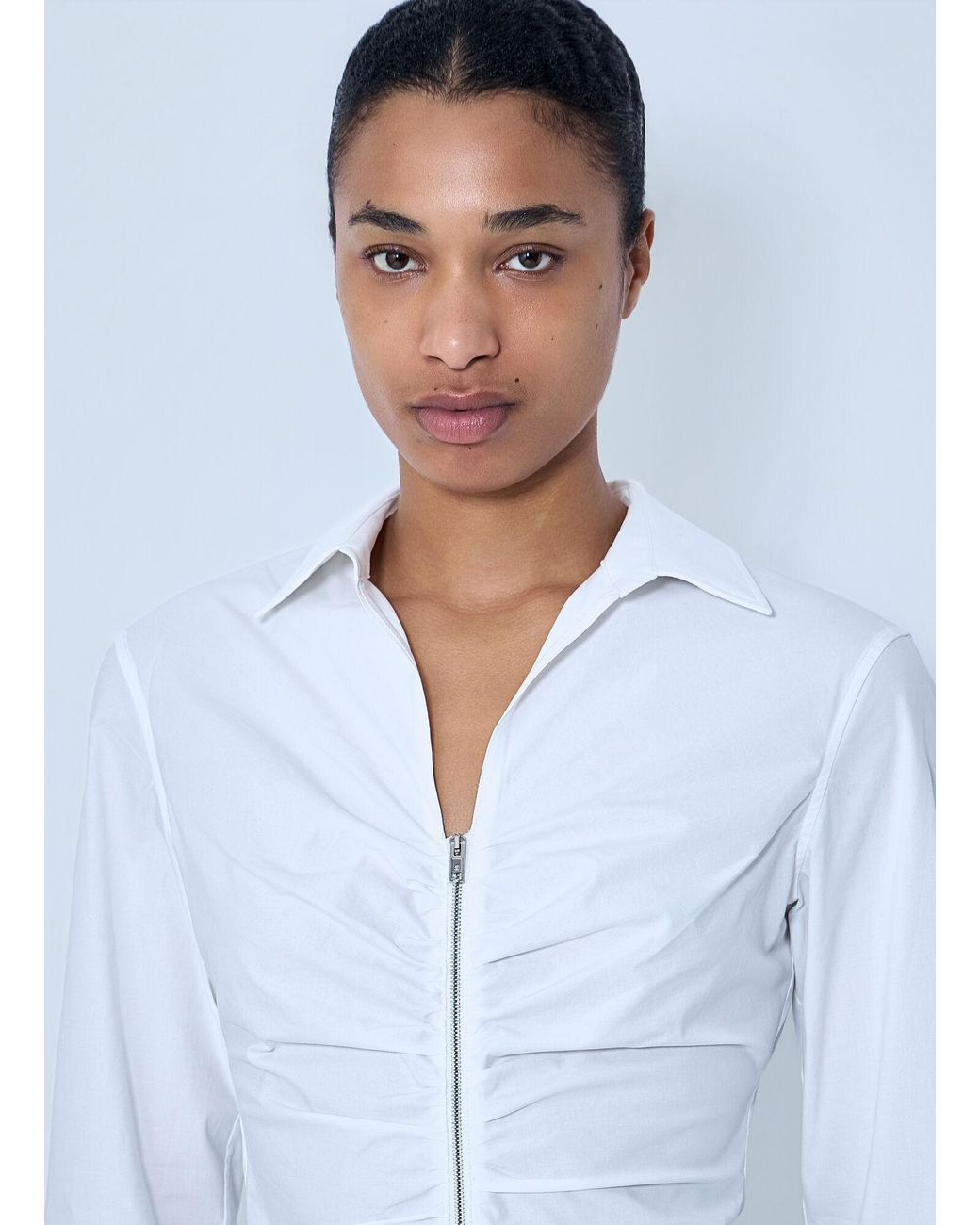 Alexander Wang White Gathered Bust Shirt
