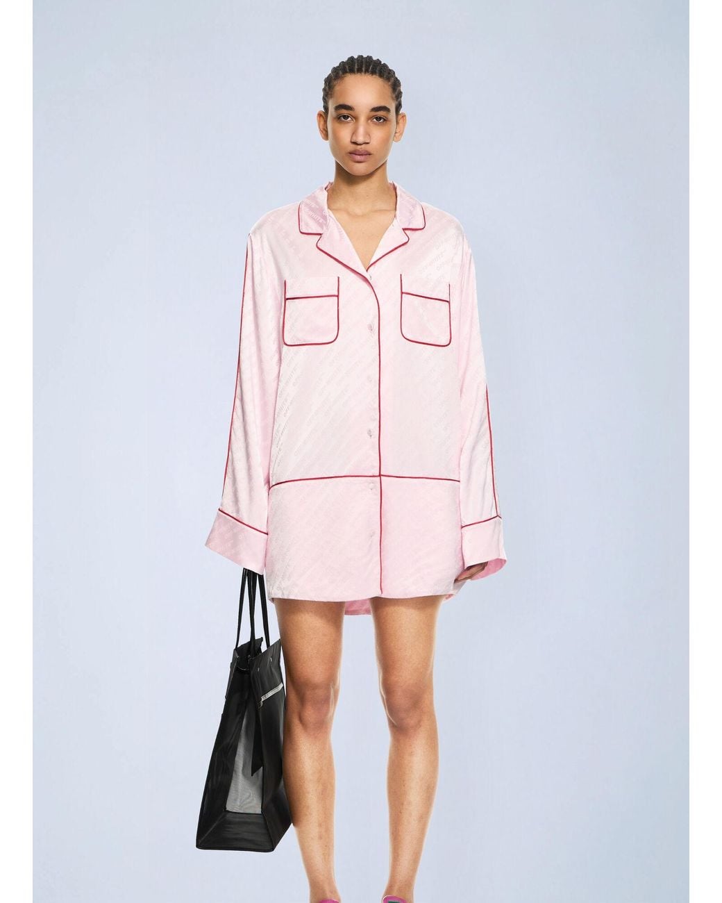 Off-White c/o Virgil Abloh Pink Jacquard Satin New Roxy Pajama Dress