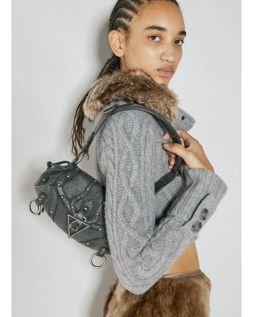 Guess Gray Washed Mini Shoulder Bag