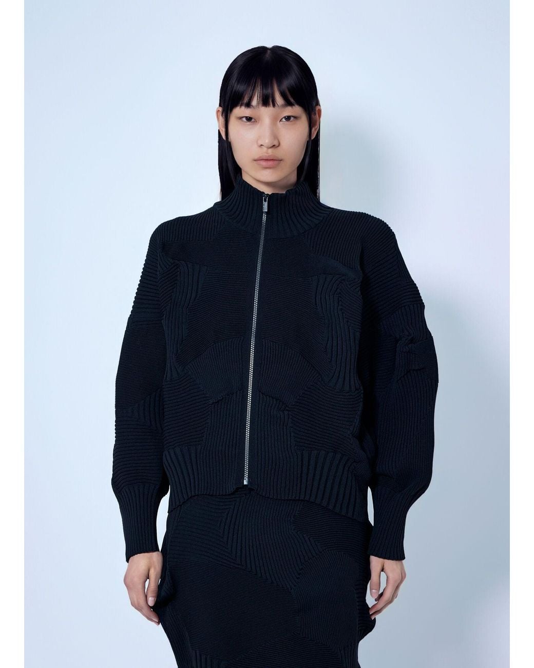 Issey Miyake Blue Kone Kone Ribbed Knitted Jacket