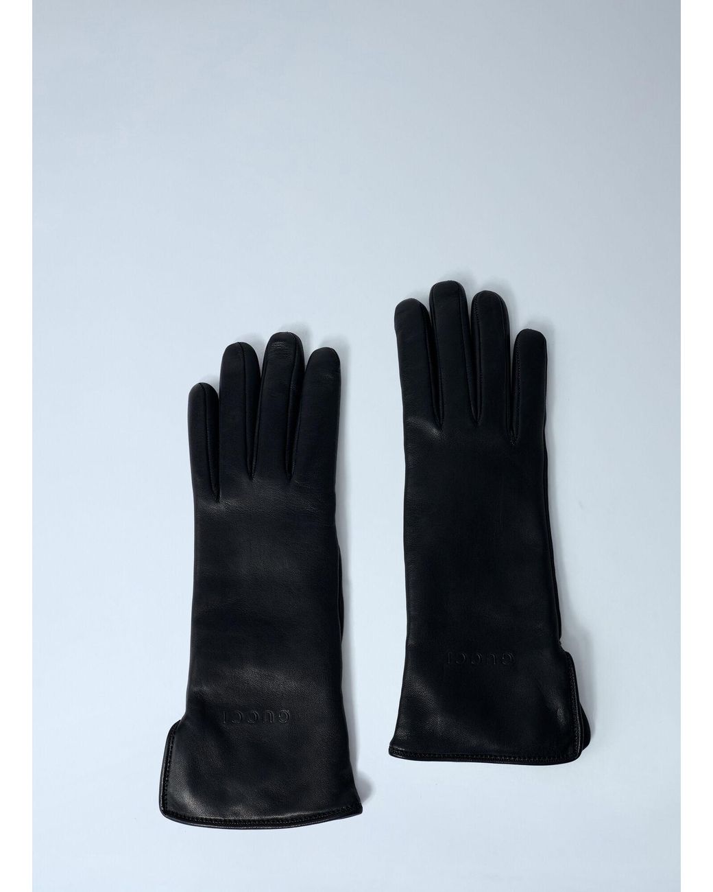 Gucci Black Logo Embossed Gloves