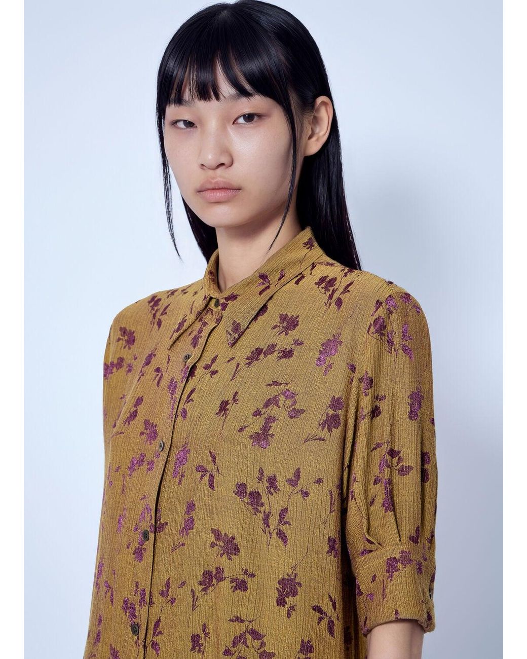 Dries Van Noten Blue Floral Patterned Button-Down Shirt