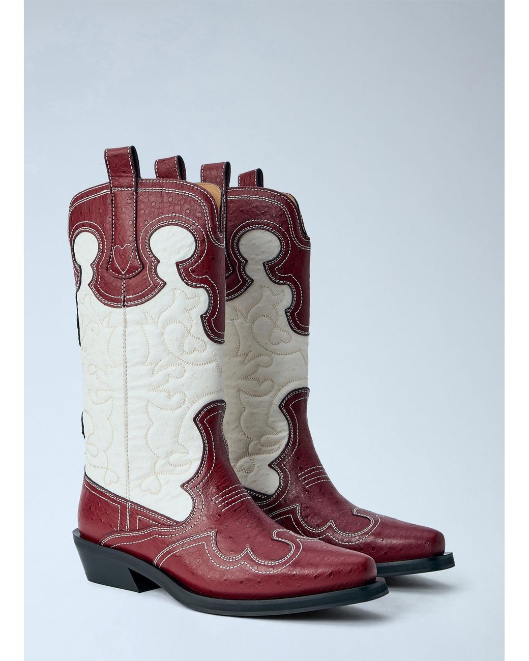 Ganni Mid Shaft Embroidered Western Boots