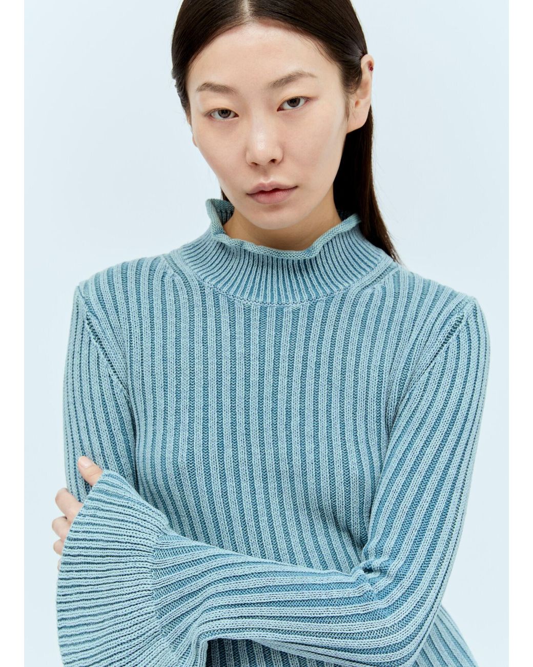 Acne Blue Ruffled Sleeves Sweater