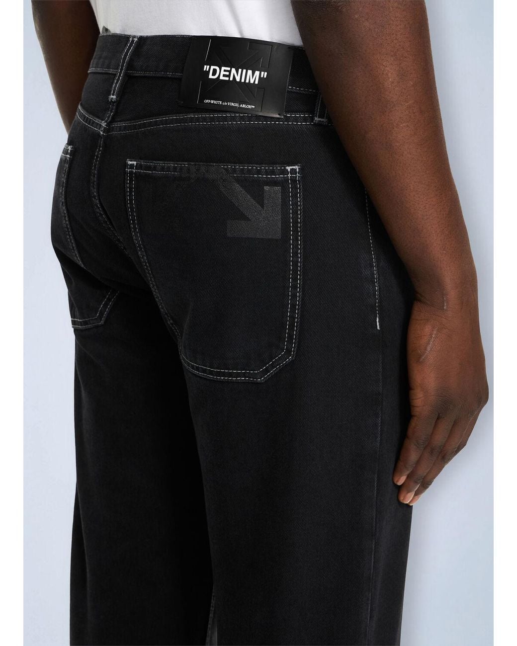Off-White c/o Virgil Abloh Half Arrow Tapered Jeans in Black for Men | Lyst