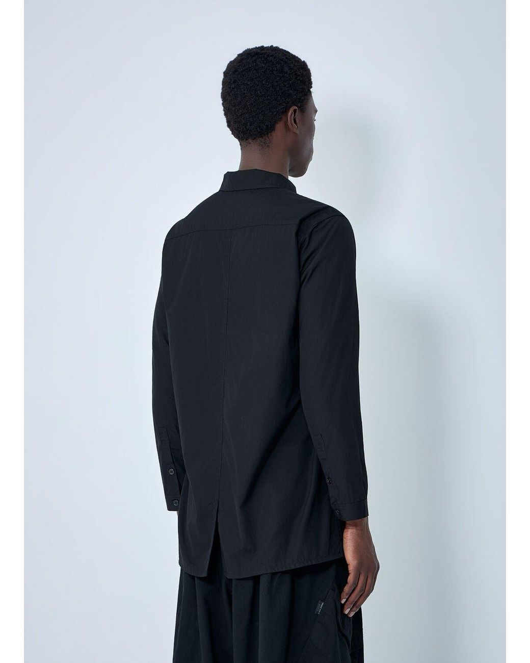 Yohji Yamamoto Blue Chain Stitch Broad Zip Open Blouse for men