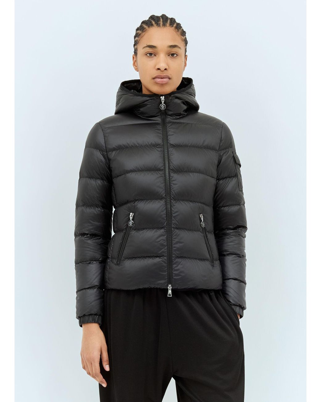 Moncler Gray Gles Hooded Short Down Jacket