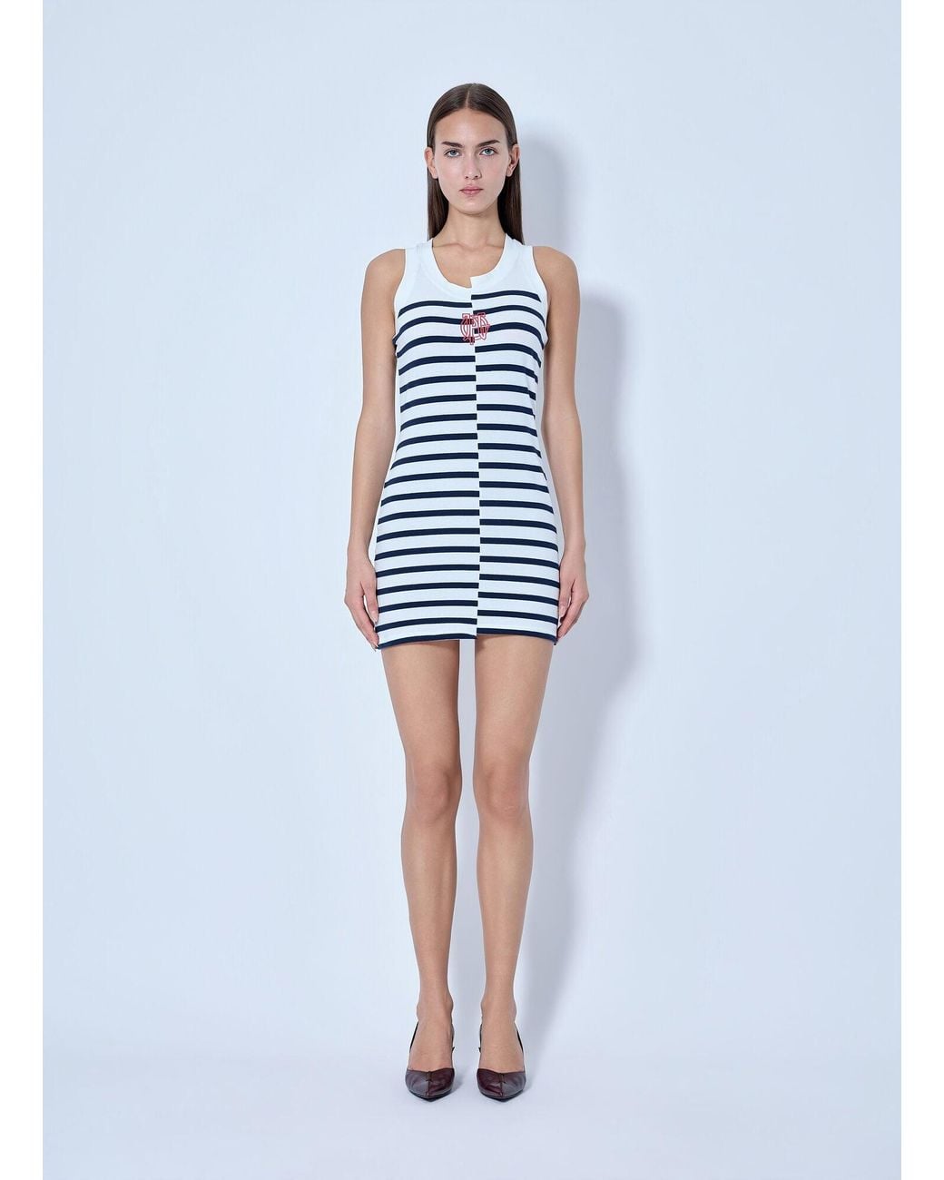 Jean Paul Gaultier Blue Stretch Cotton Asymetric Short Dress