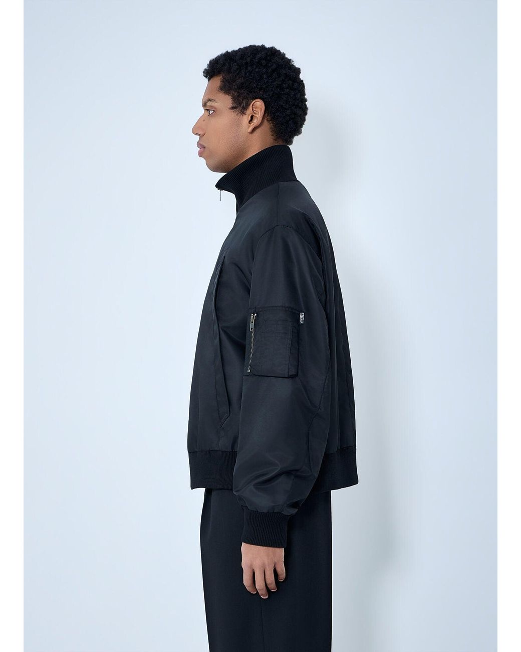 MM6 by Maison Margiela Blue High-Collar Bomber Jacket for men