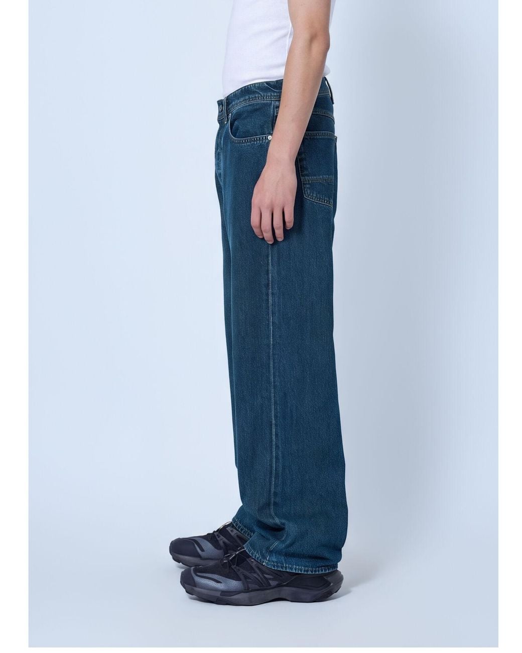Stone Island Blue Five-Pocket Wide-Leg Denim Jeans for men