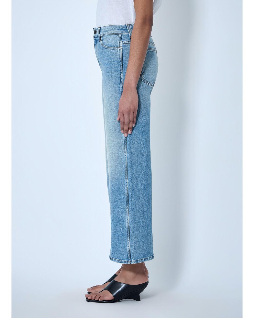 Khaite Blue Wide-Leg Denim Culottes