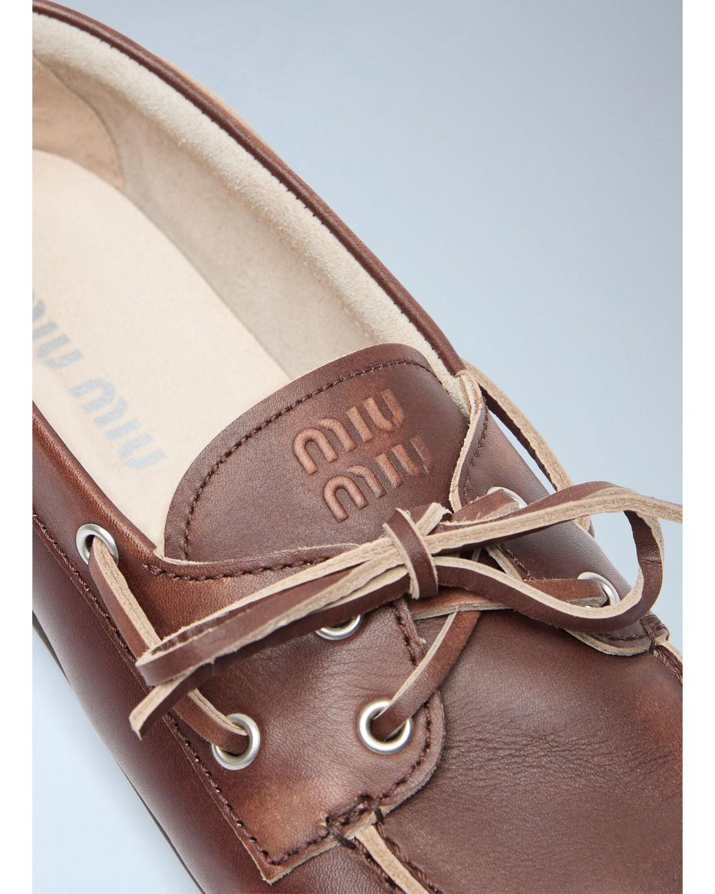 Miu Miu Brown Lace-Up Loafers