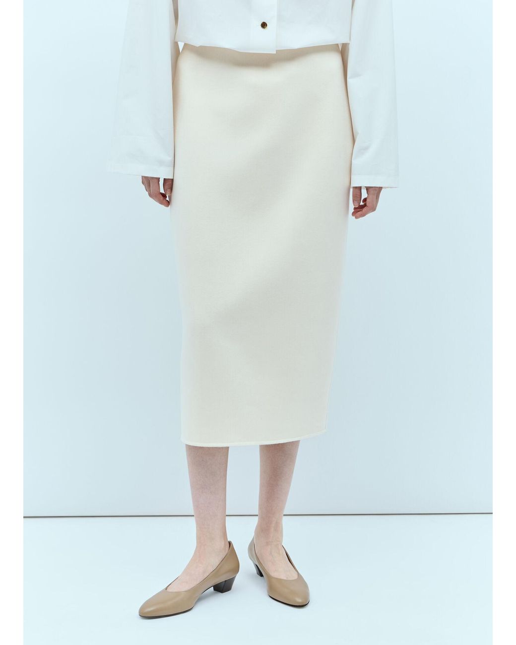 The Row Blue High Waist Bartellette Midi Skirt