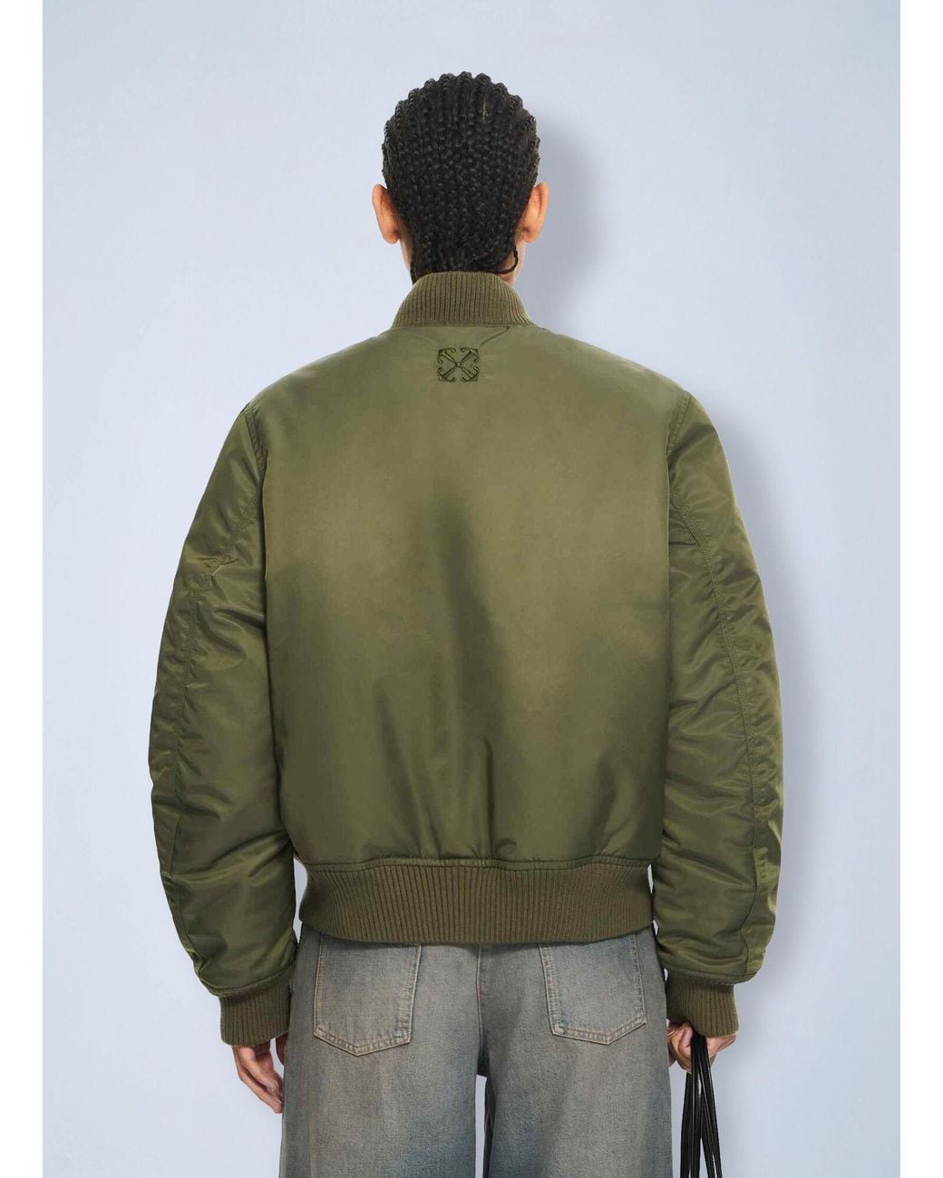 Off-White c/o Virgil Abloh Green Embroidered Nylon Bomber Jacket