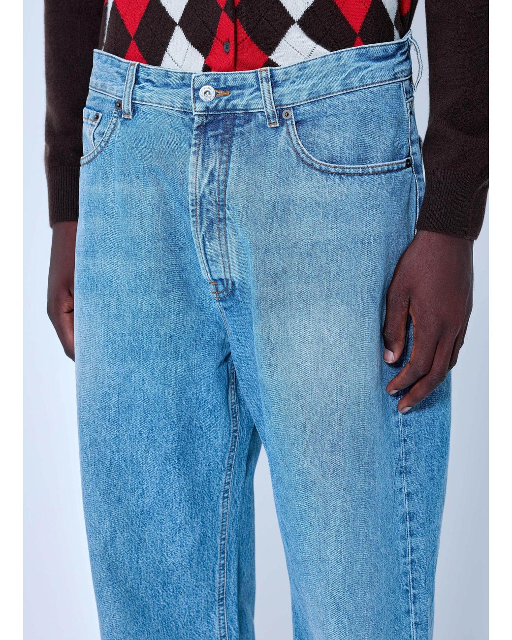 Miu Miu Blue Five-Pocket Washed Denim Jeans for men