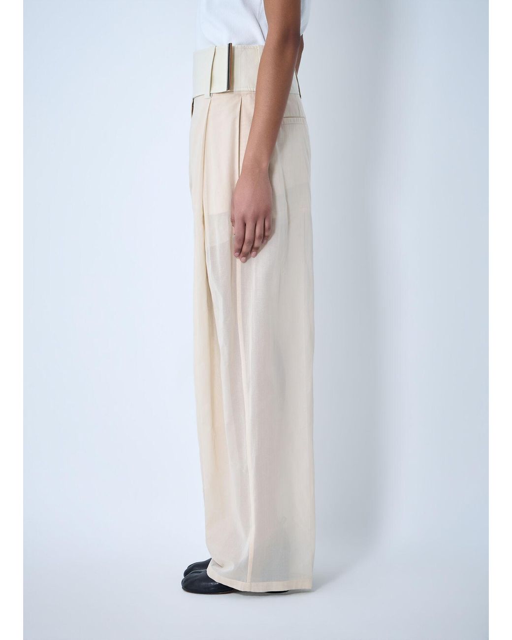 Sportmax White High Waist Wide-Leg Trousers