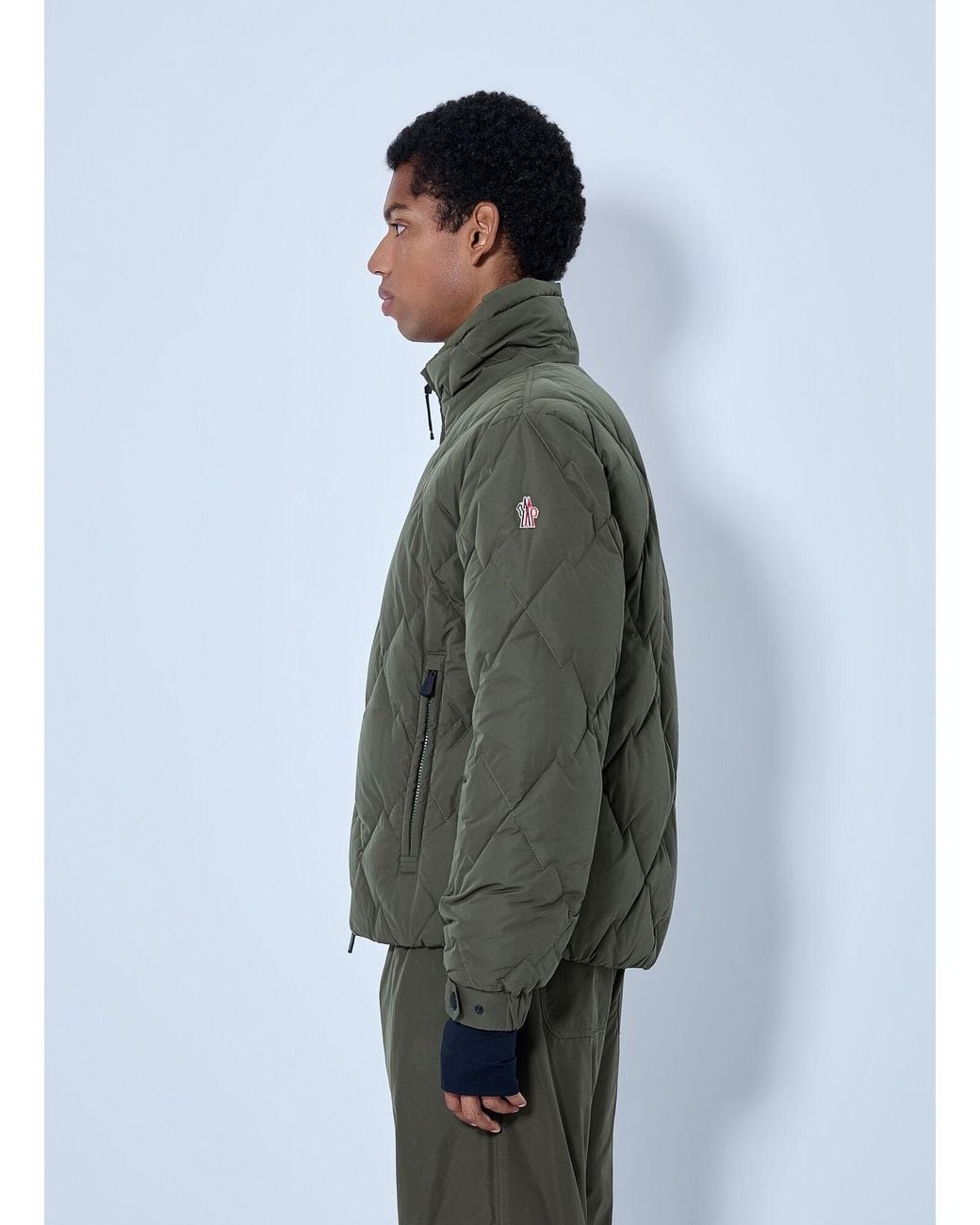 Moncler Green Bramans Diamond Quilted Short Down Jacket for men