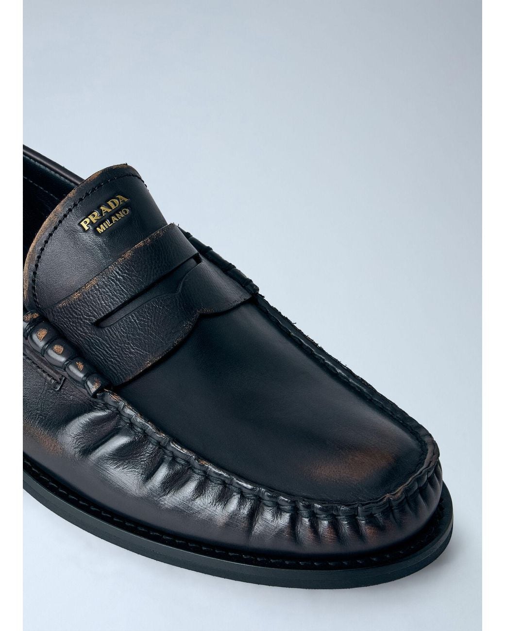 Prada Multicolor Antiqued Leather Loafers for men
