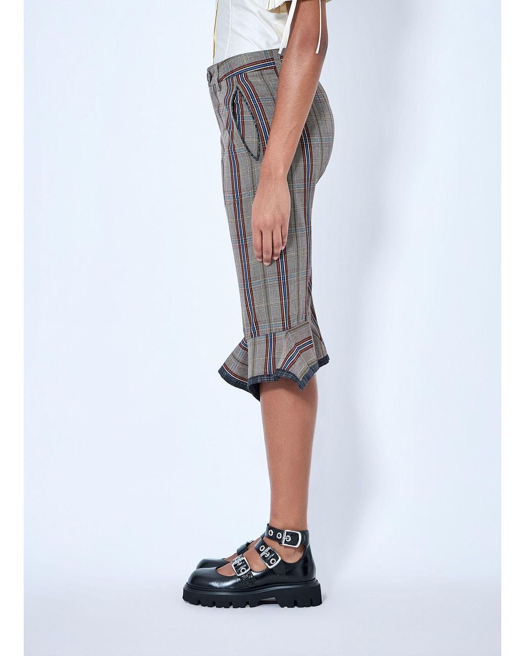 Vivienne Westwood Gray Flared Plaid Cropped Trousers