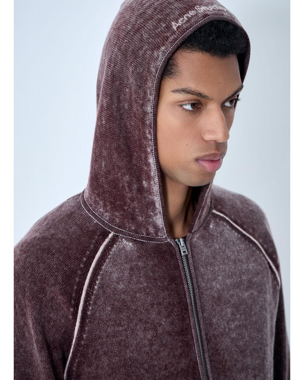 Acne Purple Zip-Up Hooded Sweatshirt for men
