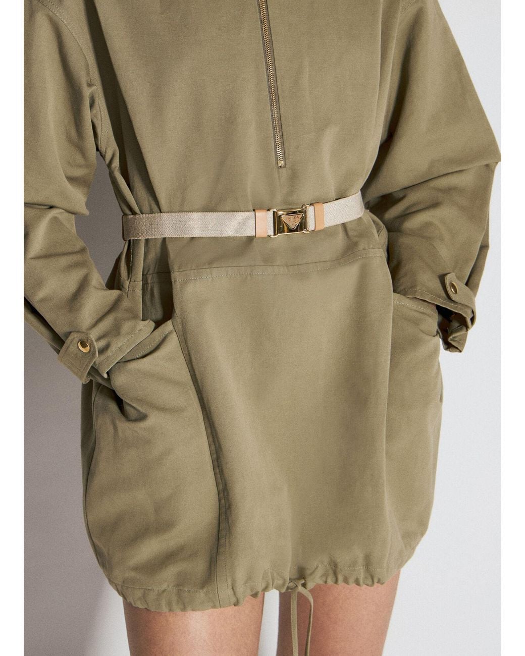 Prada Green Half-Zip Long Sleeve Dress