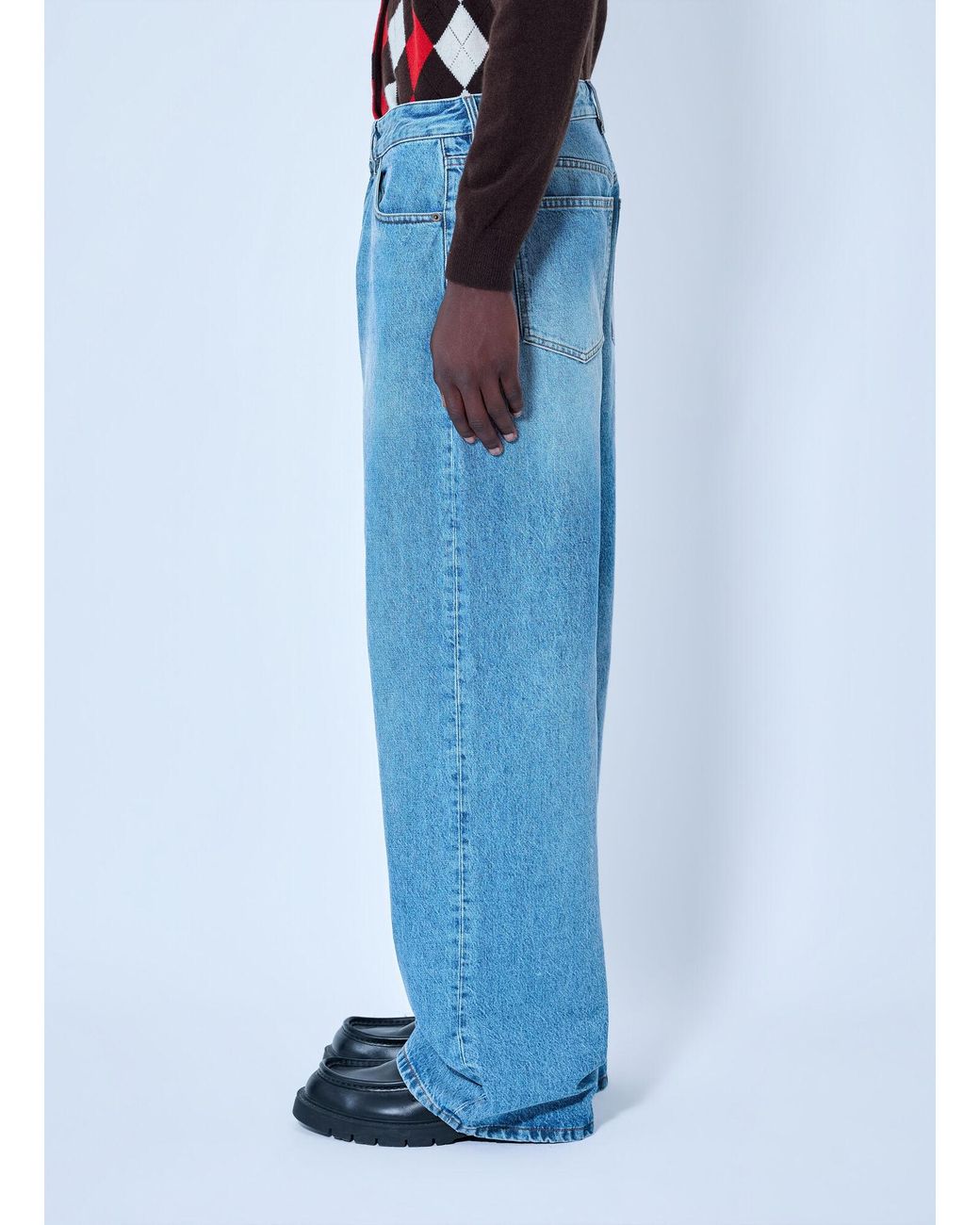 Miu Miu Blue Five-Pocket Washed Denim Jeans for men