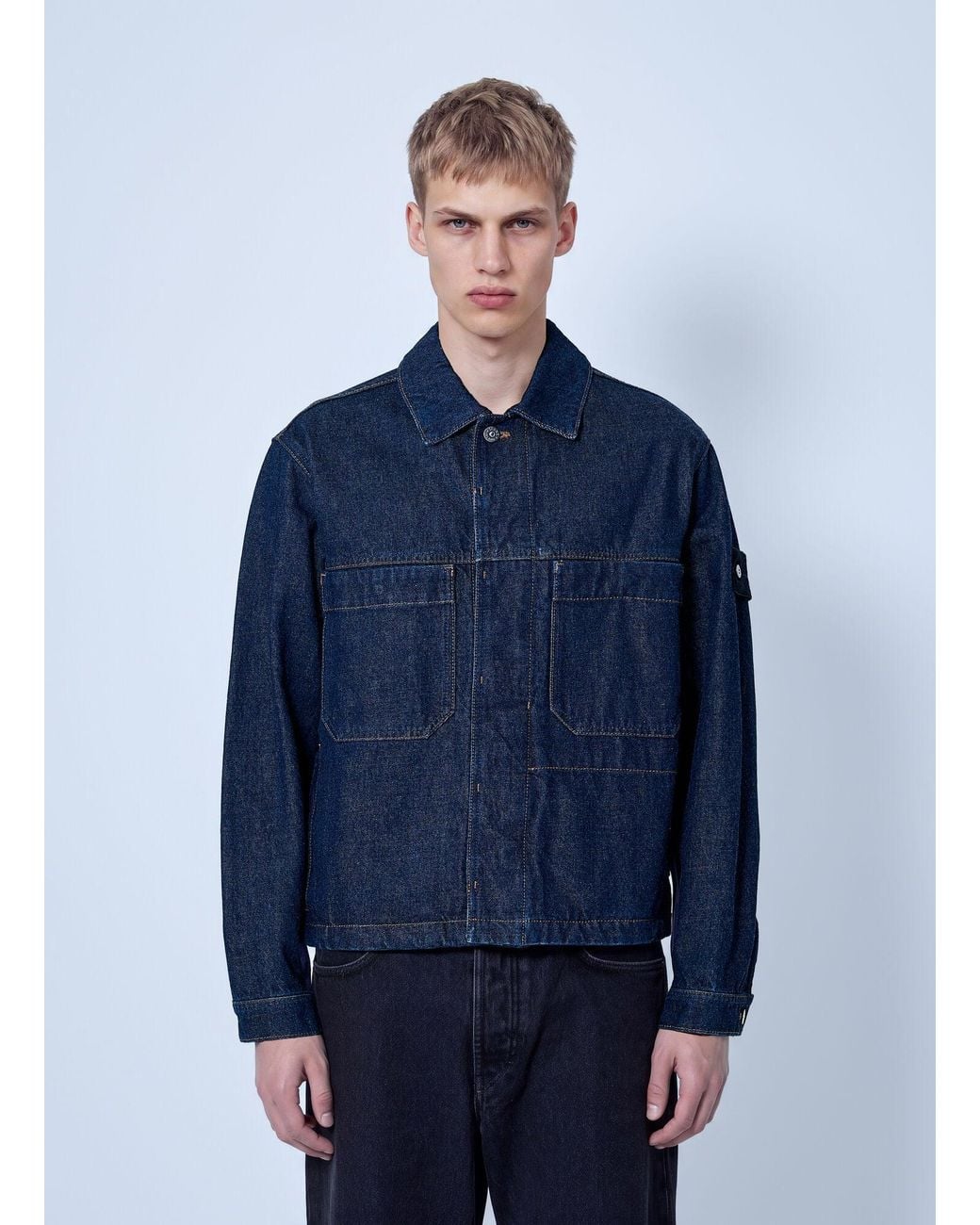 Stone Island Blue Denim Shirt Jacket for men