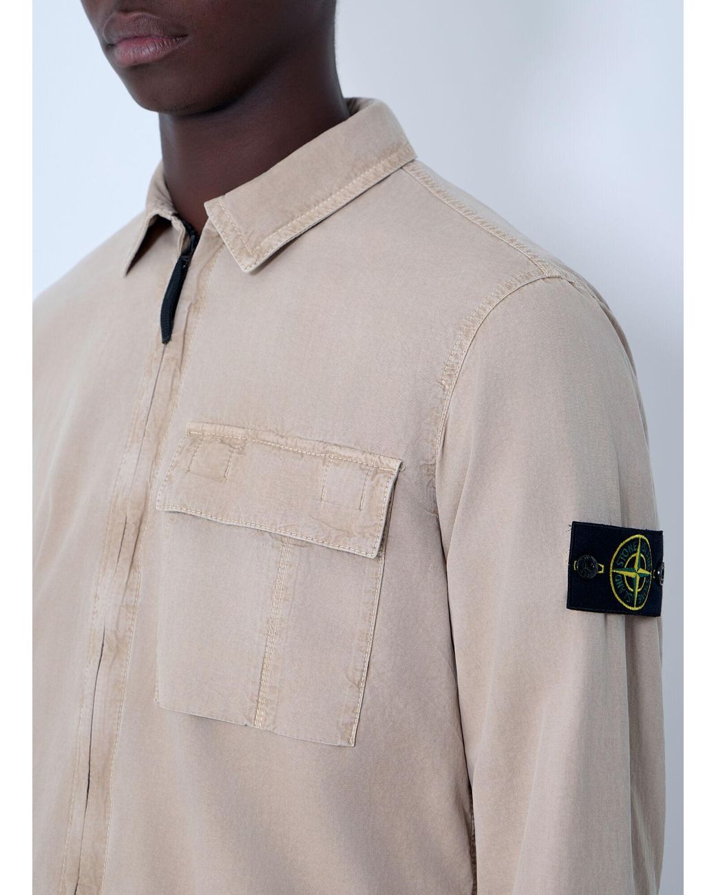 Stone Island Natural Logo Patch Overshirt for men