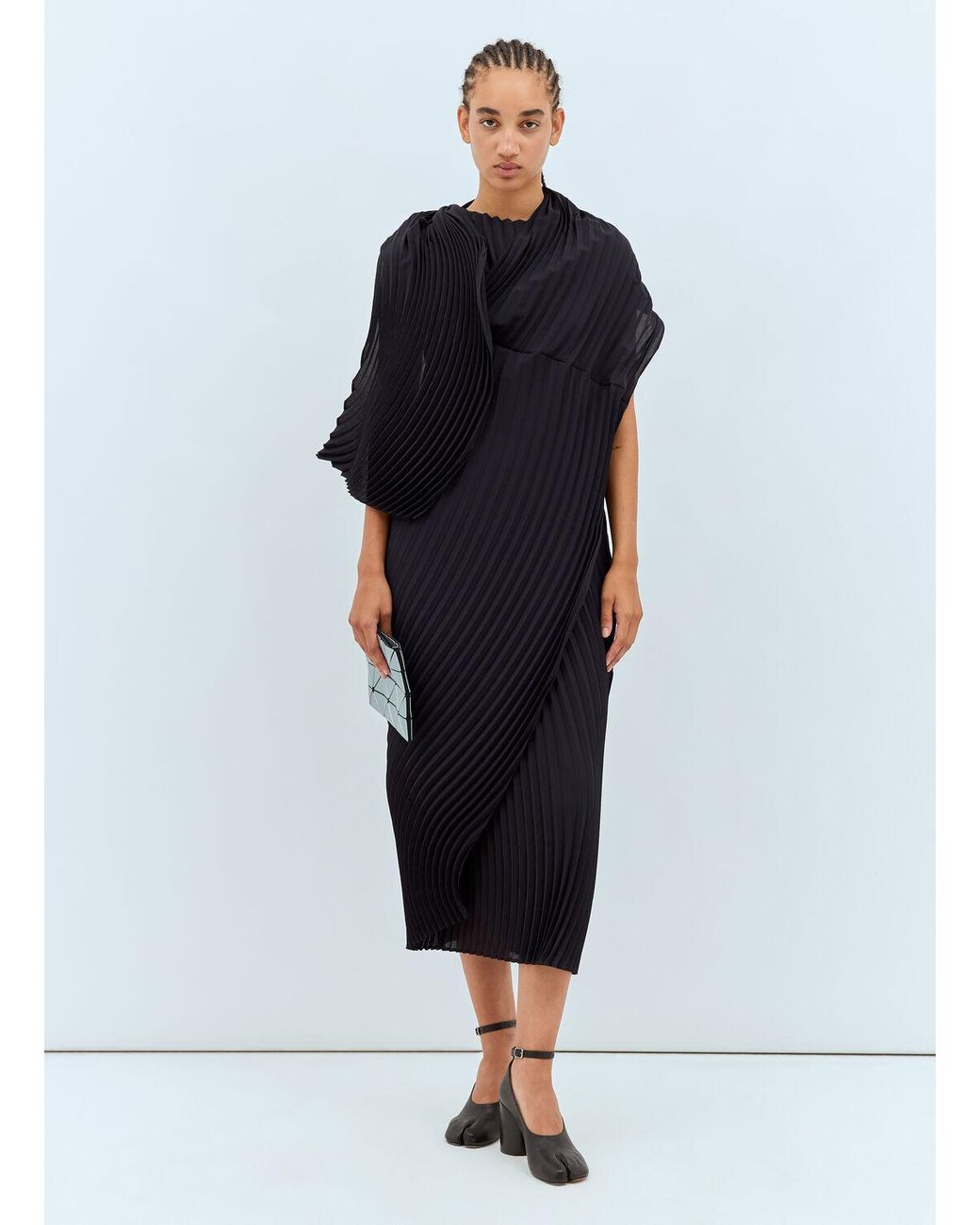 Issey Miyake Wrapped Pleats Dress in Blue | Lyst