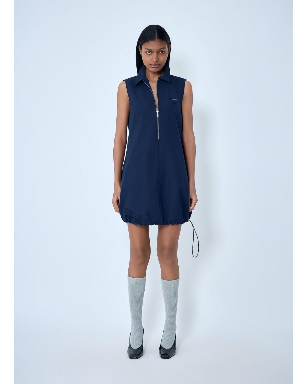 Prada Blue Logo Motif Cargo Dress