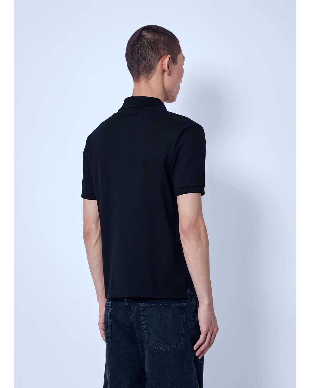 Saint Laurent Blue Embroidered Logo Polo Shirt for men