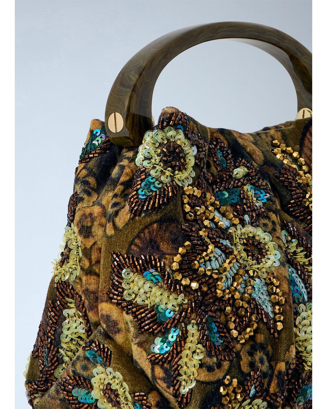Dries Van Noten Green Crisp Metallic Crossbody Bag