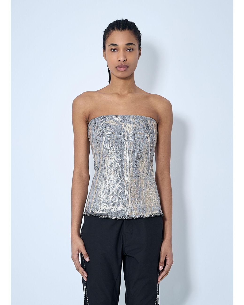 Rick Owens Blue Denim Bustier Top
