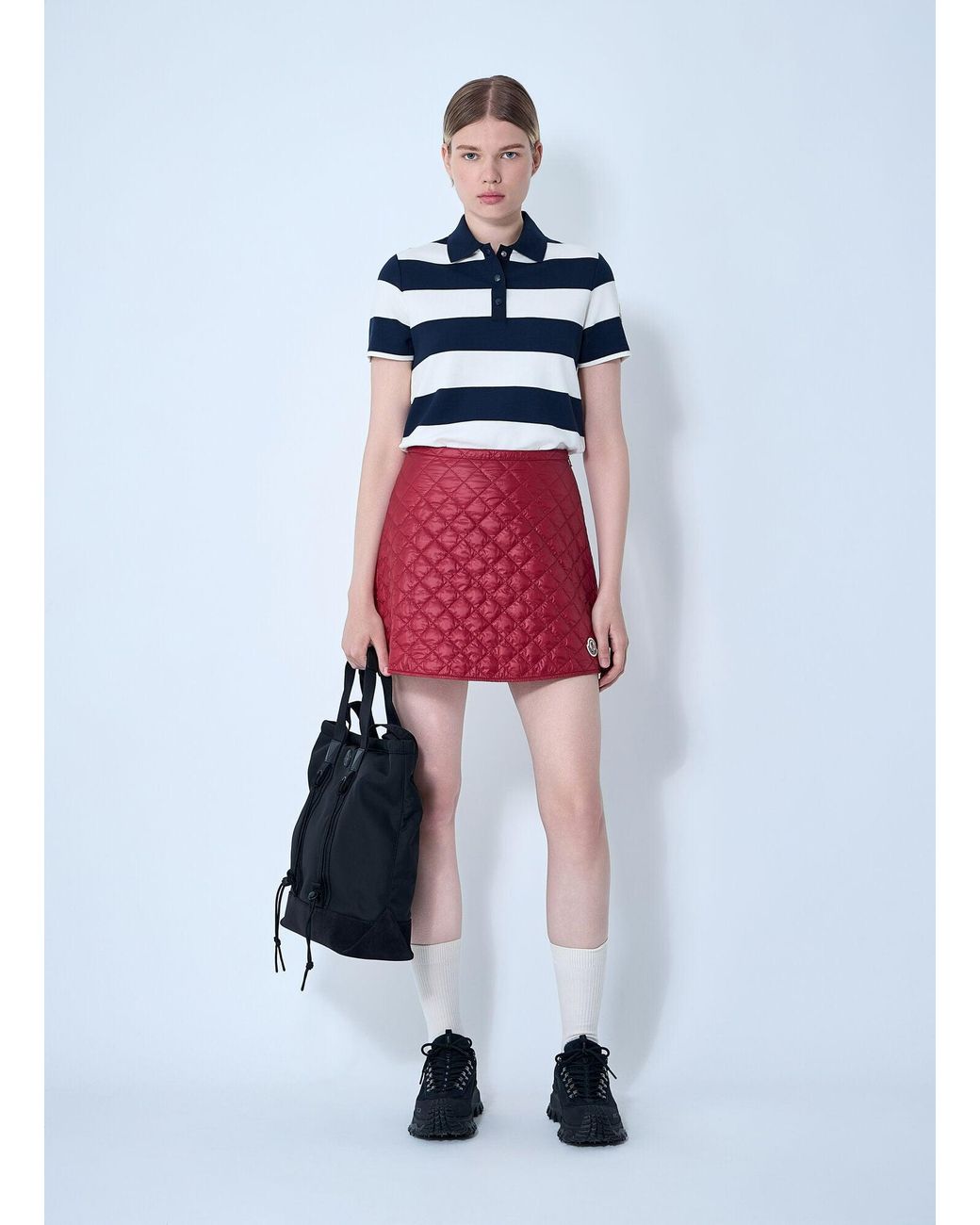 Moncler White Striped Polo Shirt