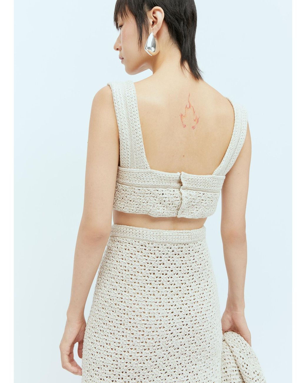 Bottega Veneta White Textured Knit Crop Top