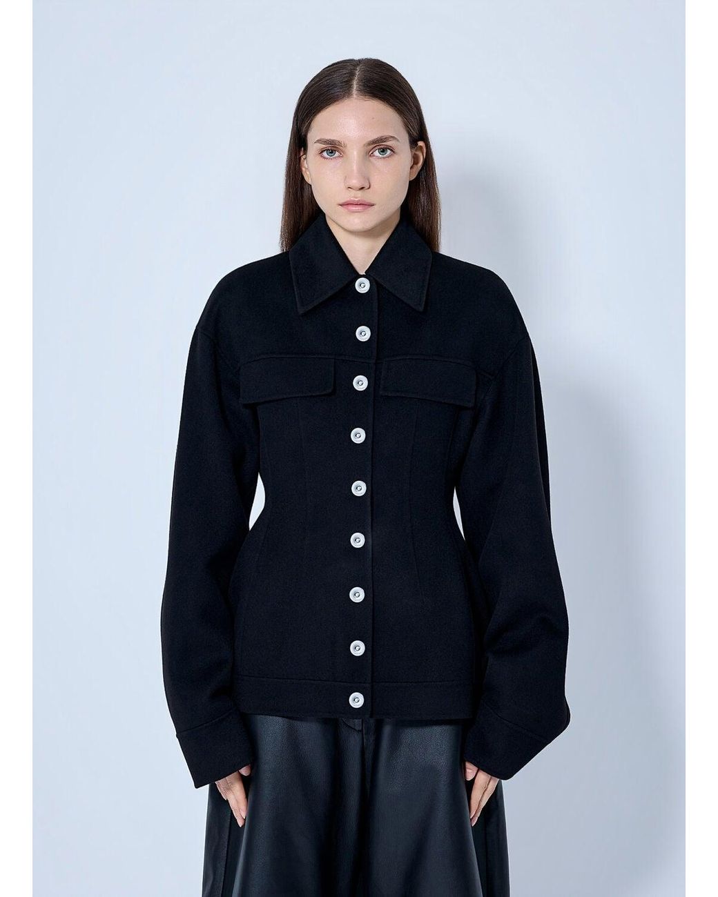 Sportmax Blue Structured Button-Down Jacket