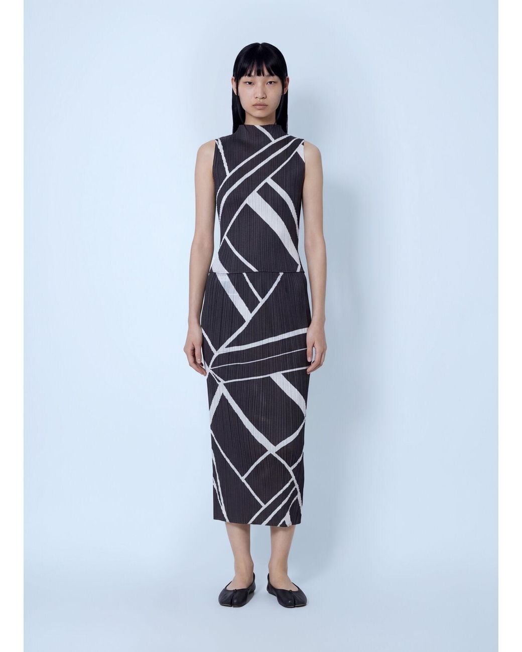 Pleats Please Issey Miyake Blue Fold Line Skirt