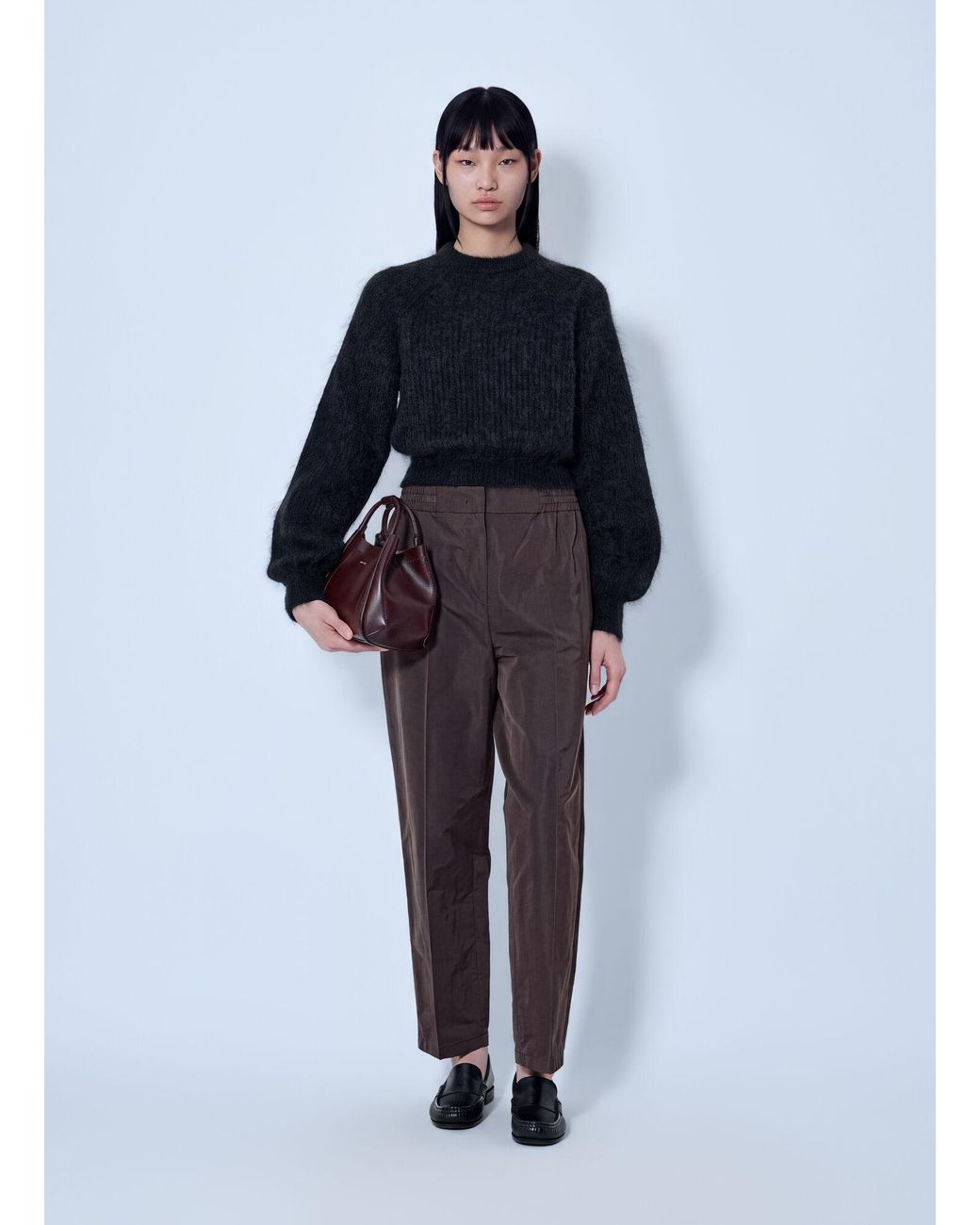 Max Mara Blue Crewneck Mohair-Blend Sweater
